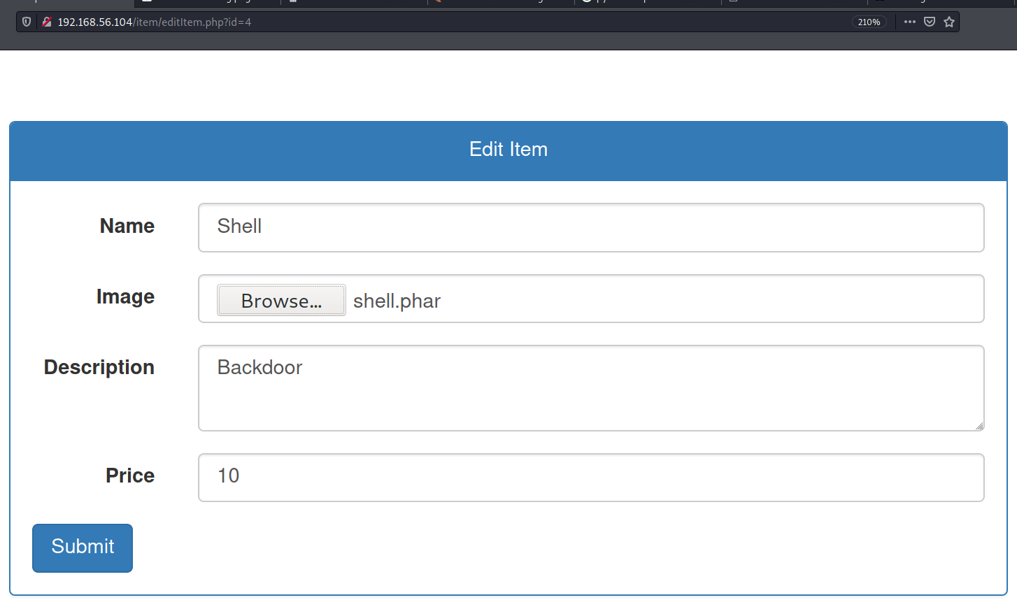 Editing item number 4