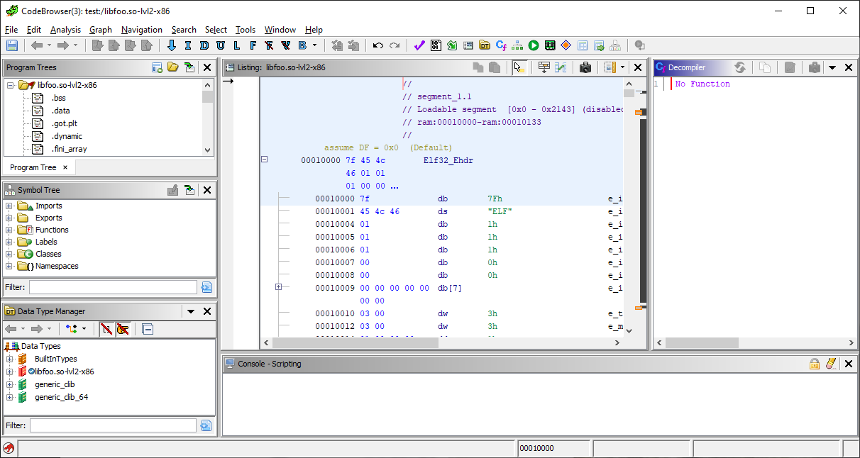 Ghidra libfoo.so file