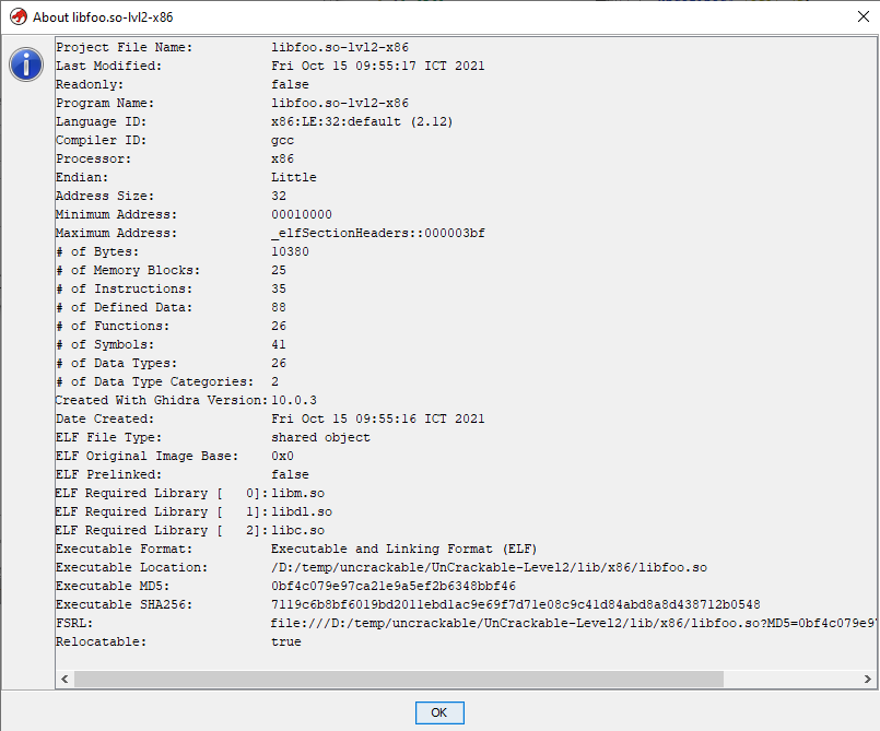 libfoo.so binary info
